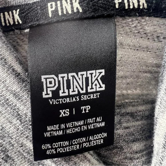 Victoria secret pink pull over hoodie sweater grey logo print neckline cozy - Picture 6 of 6